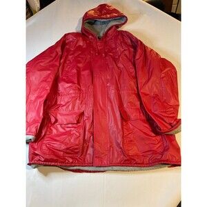 Totes Rain Jacket Coat Mens Size XL Red Fleece Lined Hooded Long Sleeve Full Zip